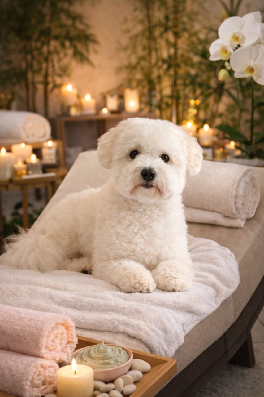 Small white dog freshly groomed by a Certified Canine Esthetician in North Haledon, NJ